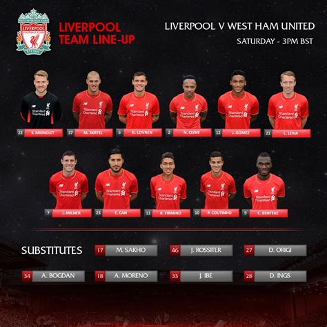 west ham team v liverpool